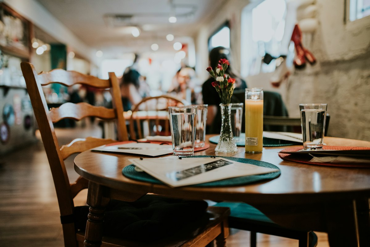 The front dining room at Saffron Table in soft daylight